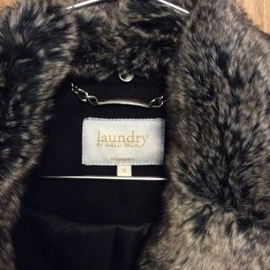 Laundry black wool coat with Faux fur coat